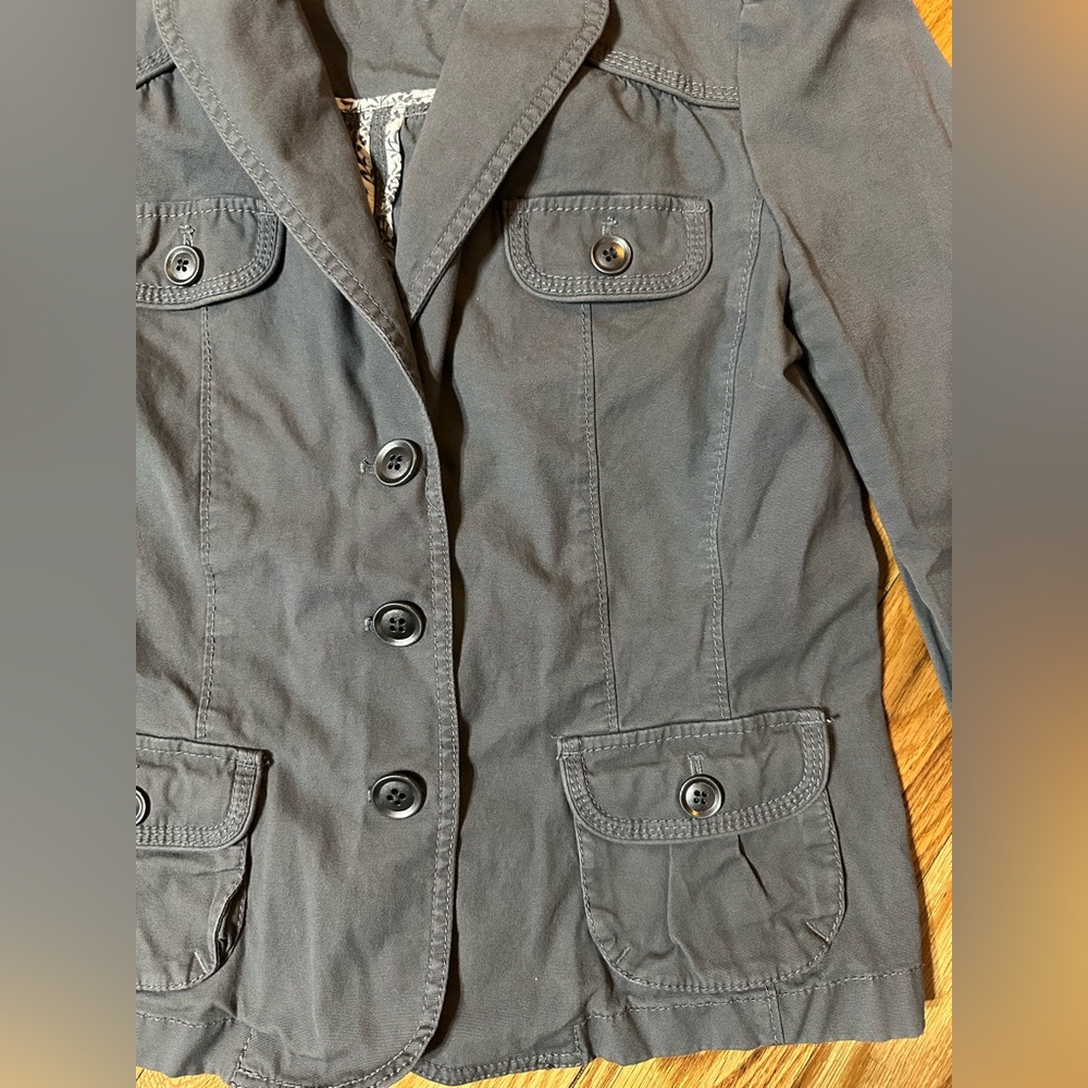 LOFT Charcoal Button-Up Blazer